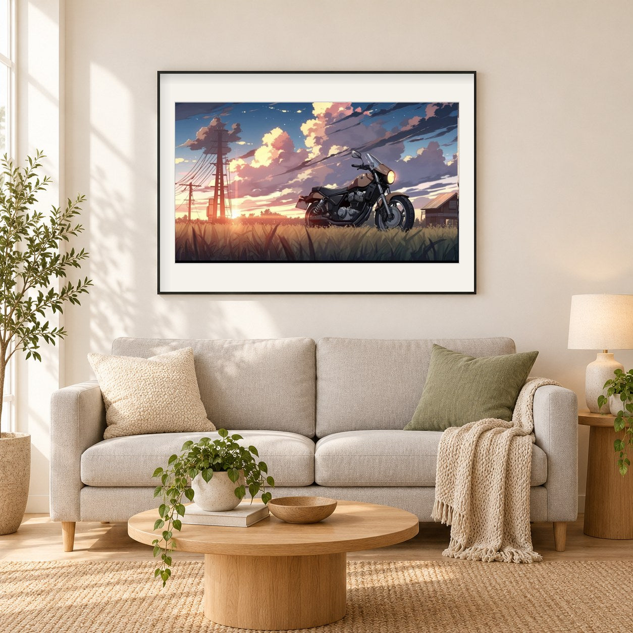 Lass uns eine Radtour machen als gerahmtes Diamond Painting im Wohnzimmer
