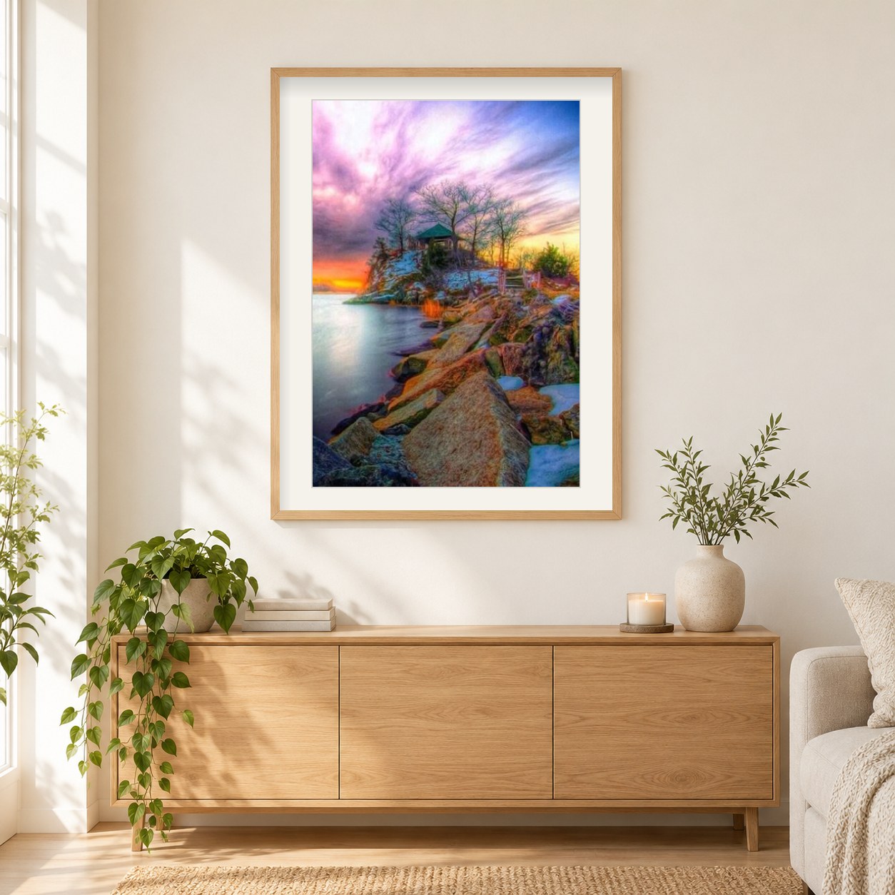 Leuchten Sie Ihre Seele als gerahmtes Diamond Painting im Wohnzimmer