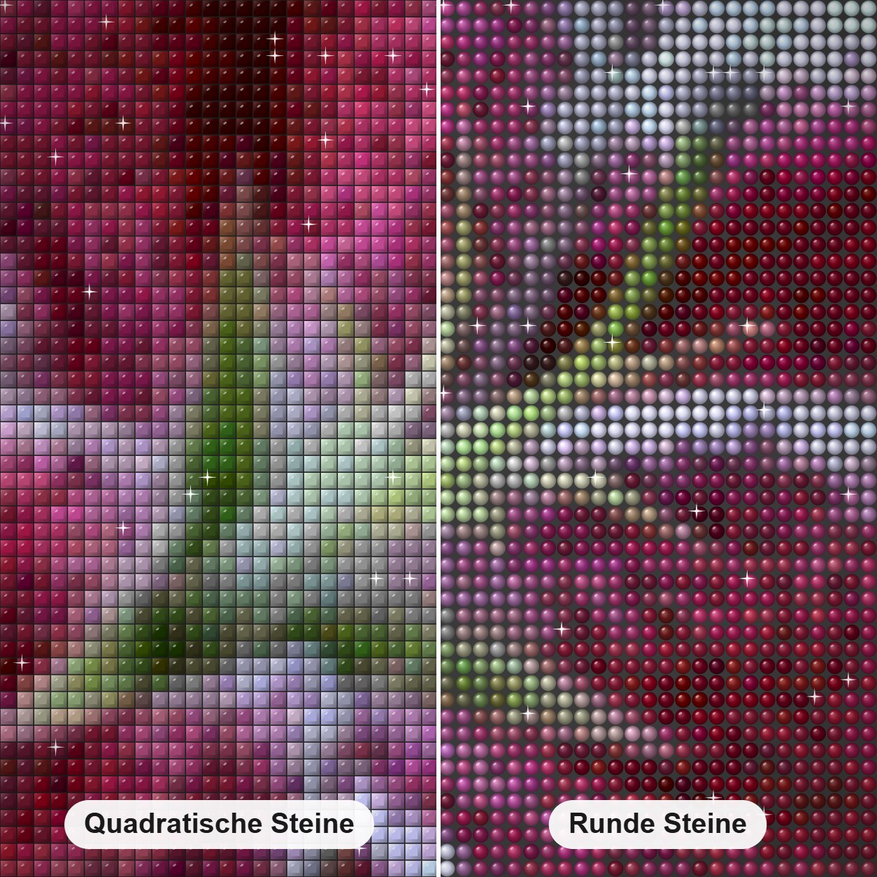 Lily Nahaufnahme Diamond Painting Nahaufnahme mit quadratischen und runden Steinen