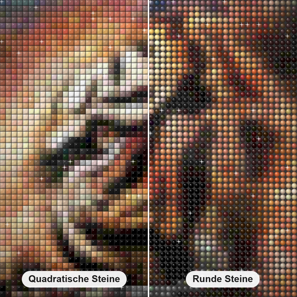 lodernde Tigerkunst Diamond Painting Nahaufnahme mit quadratischen und runden Steinen