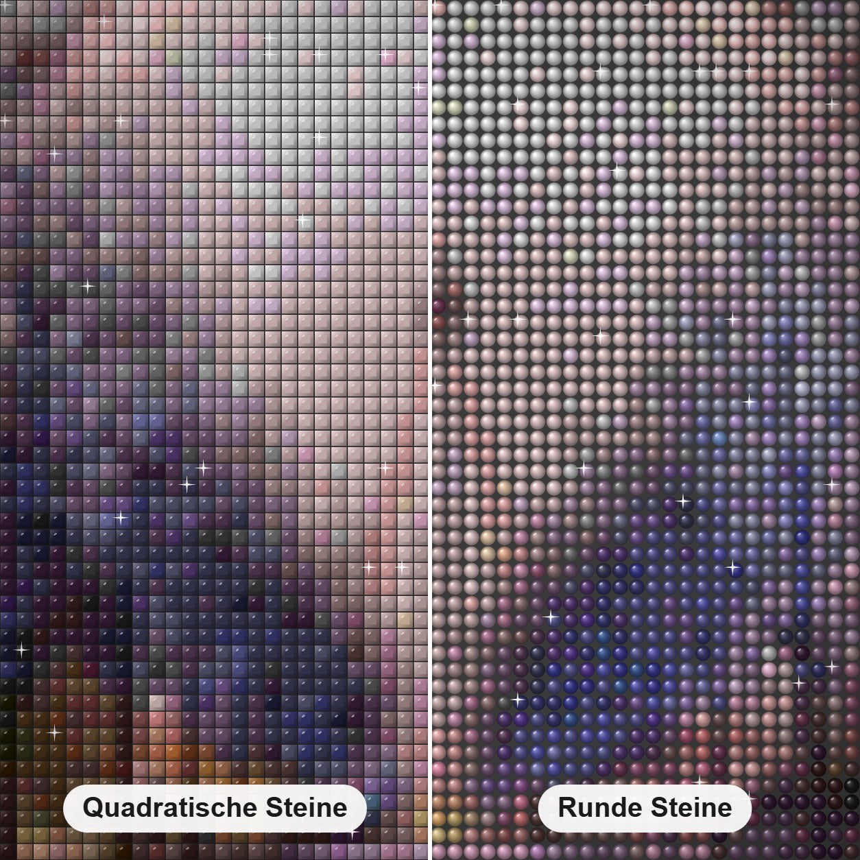 London Schönheit Diamond Painting Nahaufnahme mit quadratischen und runden Steinen
