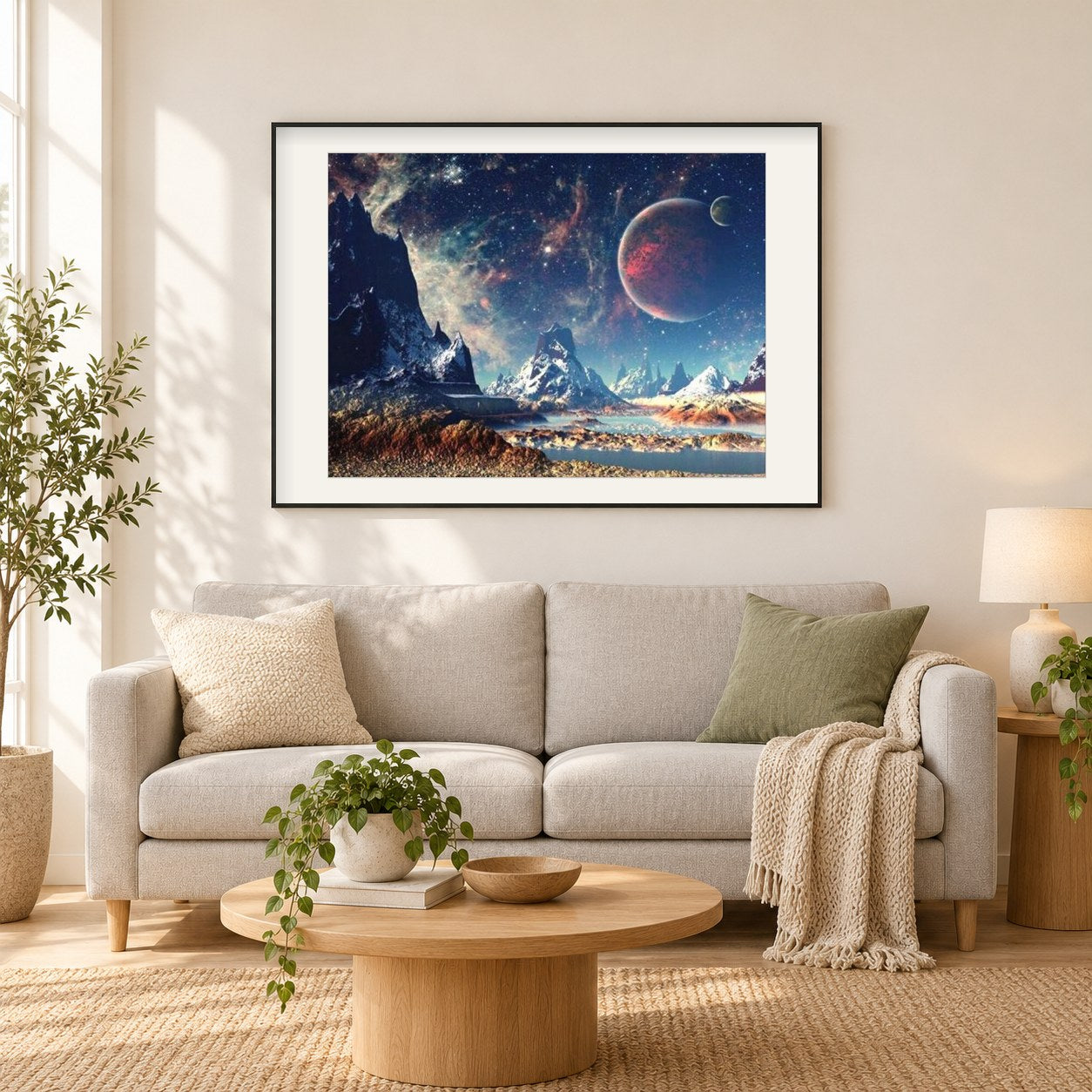 Lucid Dreams als gerahmtes Diamond Painting im Wohnzimmer