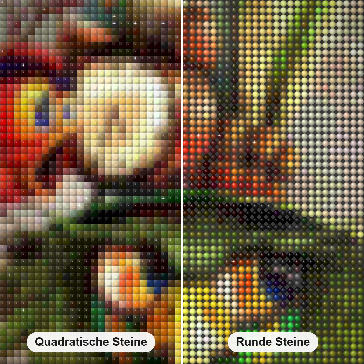 Lustige Cartoon Vögel Diamond Painting Nahaufnahme mit quadratischen und runden Steinen