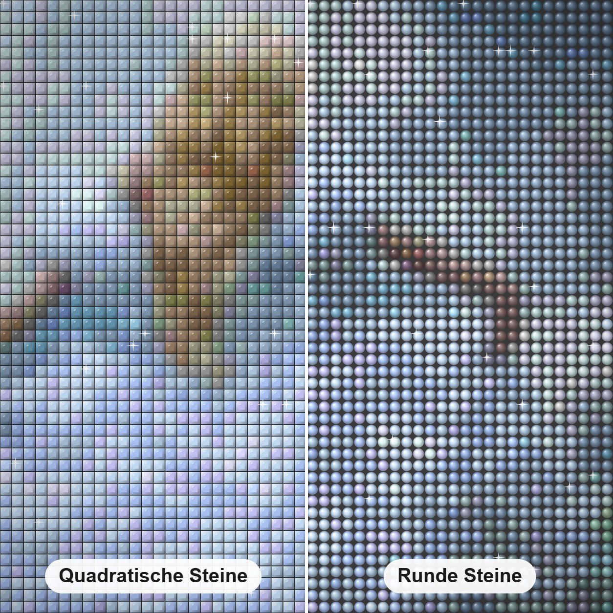 Mädchen, das im herrlichen weißen Kleid läuft Diamond Painting Nahaufnahme mit quadratischen und runden Steinen
