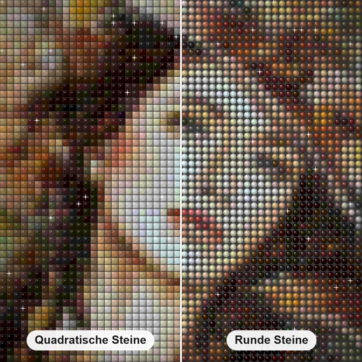 Mädchen im schönen Hut Diamond Painting Nahaufnahme mit quadratischen und runden Steinen