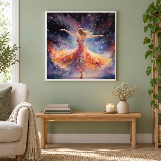 Magie liegt in der Luft als gerahmtes Diamond Painting im Wohnzimmer