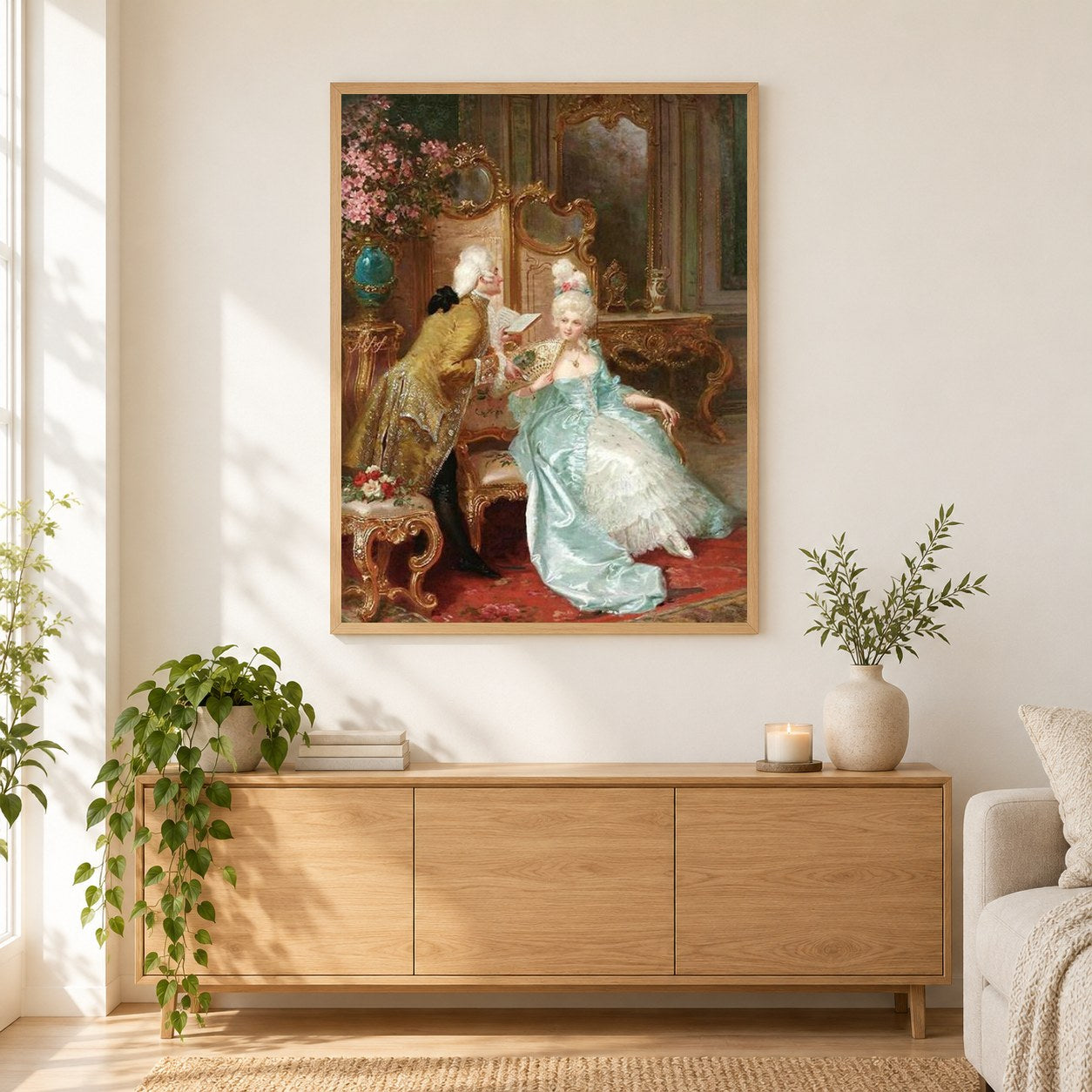 Marie Antoinette als gerahmtes Diamond Painting im Wohnzimmer