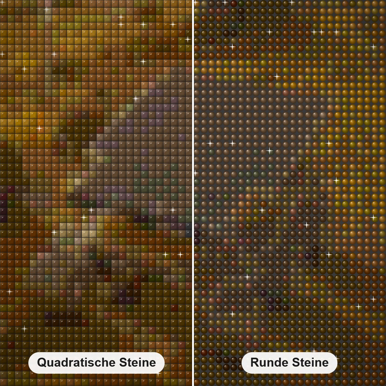 Mars Rover Diamond Painting Nahaufnahme mit quadratischen und runden Steinen