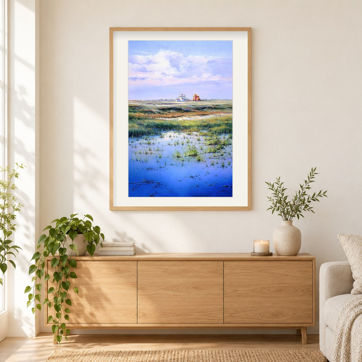 Mai Stimmungen - Kunst des Jonn Einerssen als gerahmtes Diamond Painting im Wohnzimmer