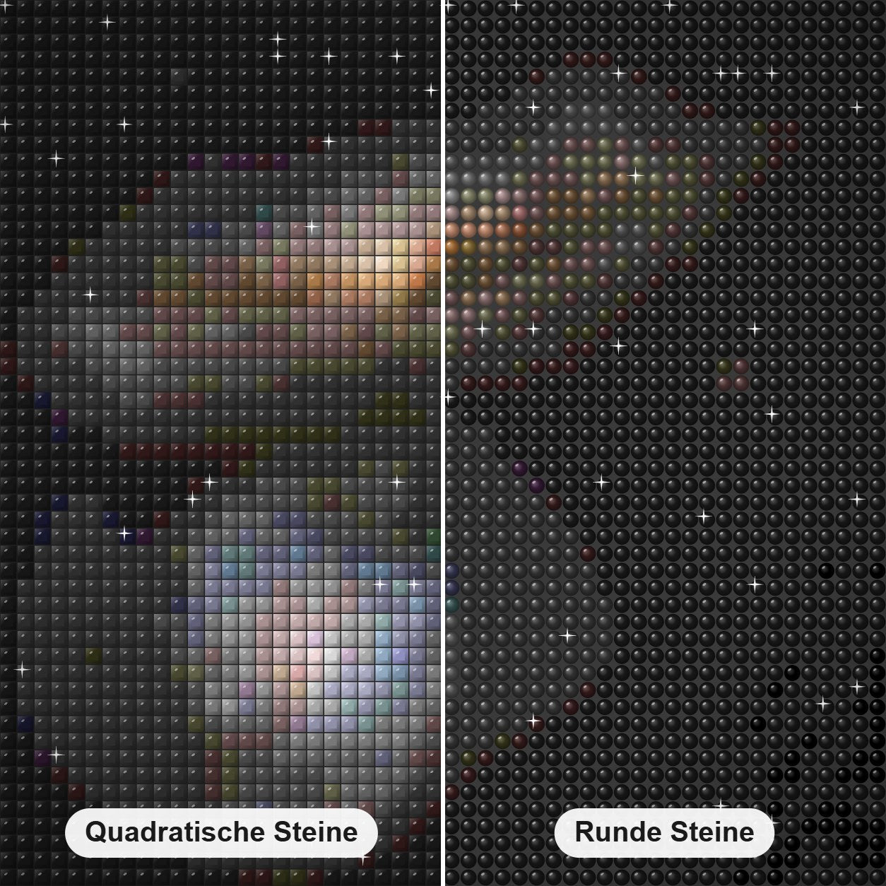 Mega-maser Galaxis Diamond Painting Nahaufnahme mit quadratischen und runden Steinen