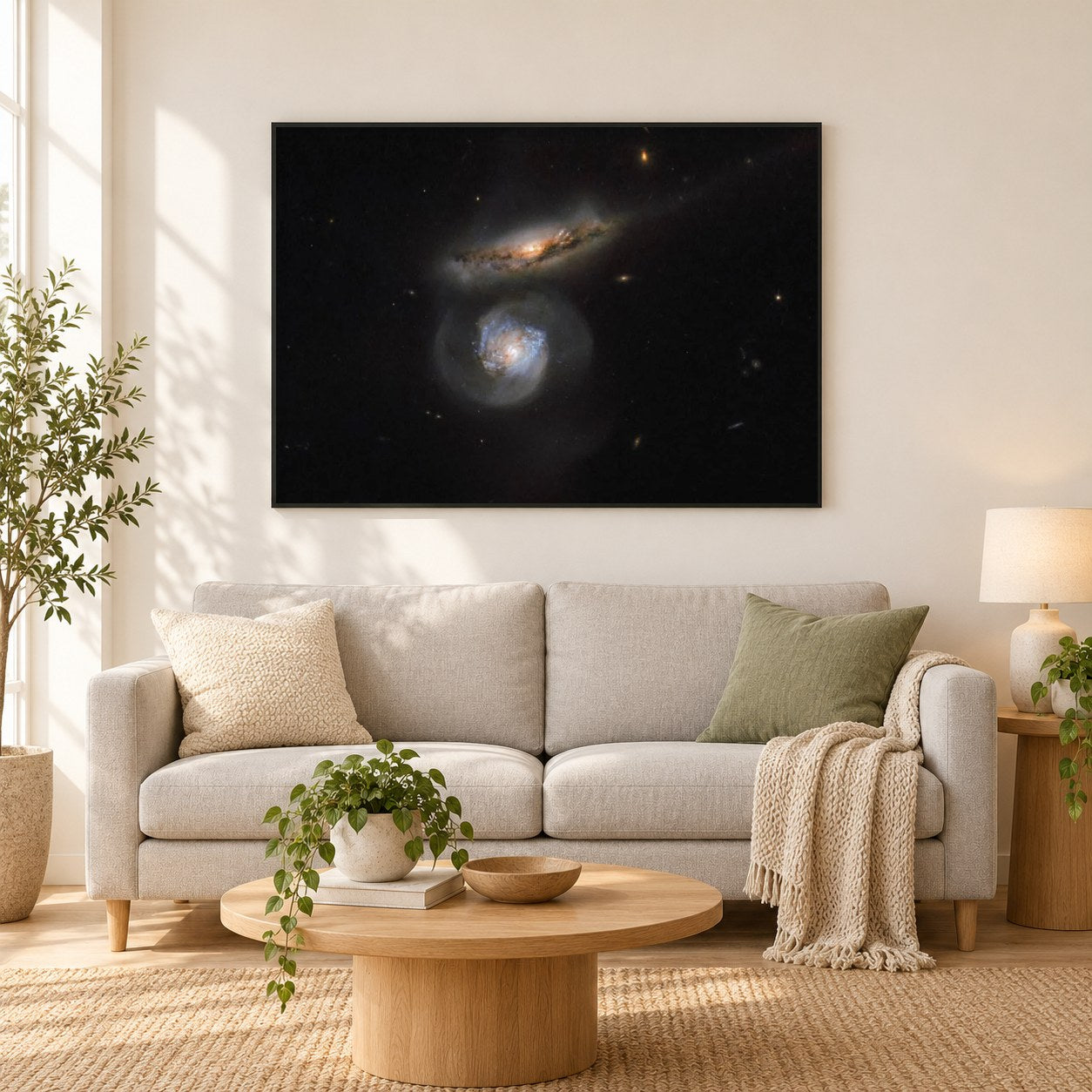 Mega-maser Galaxis als gerahmtes Diamond Painting im Wohnzimmer