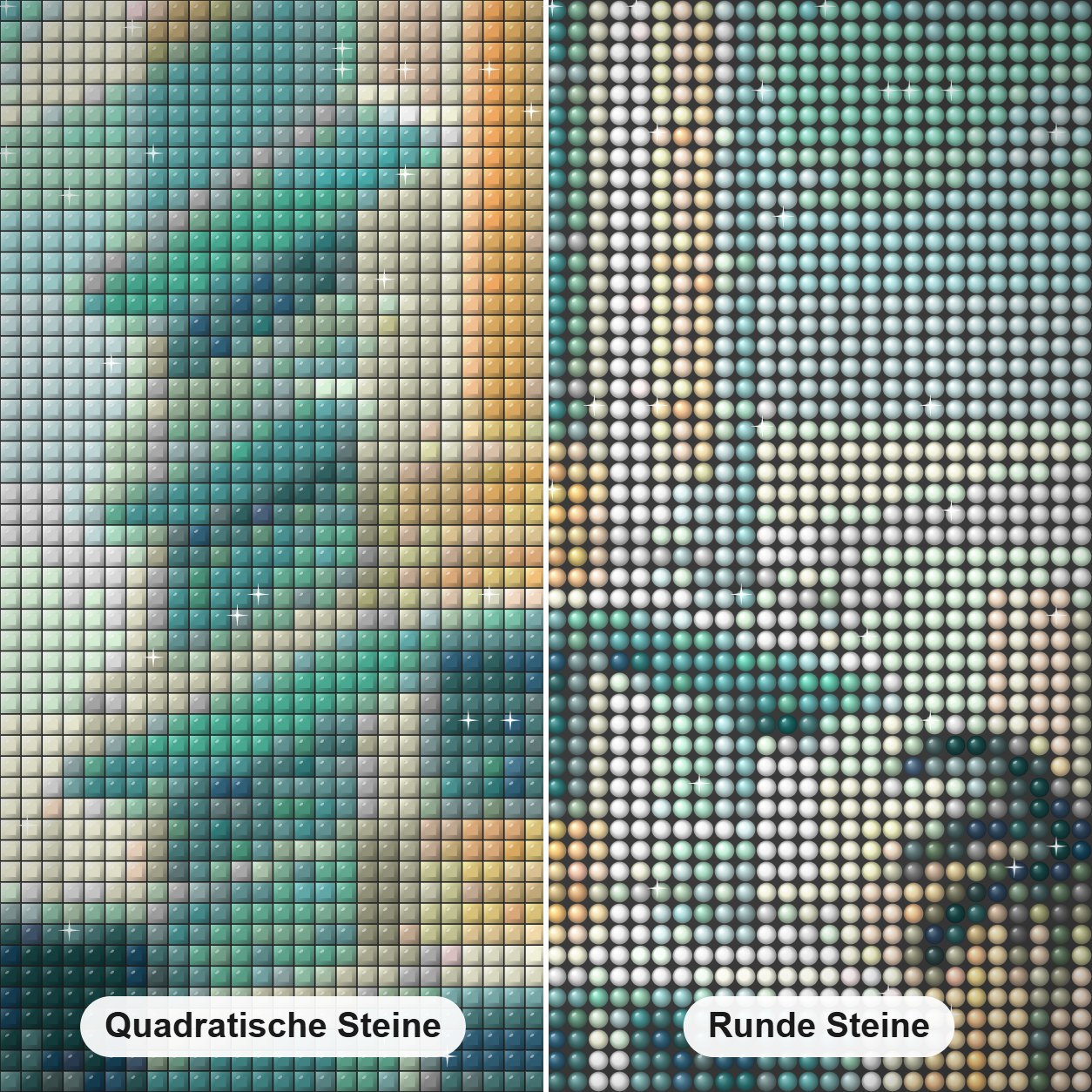 Miami, Vereinigte Staaten Diamond Painting Nahaufnahme mit quadratischen und runden Steinen