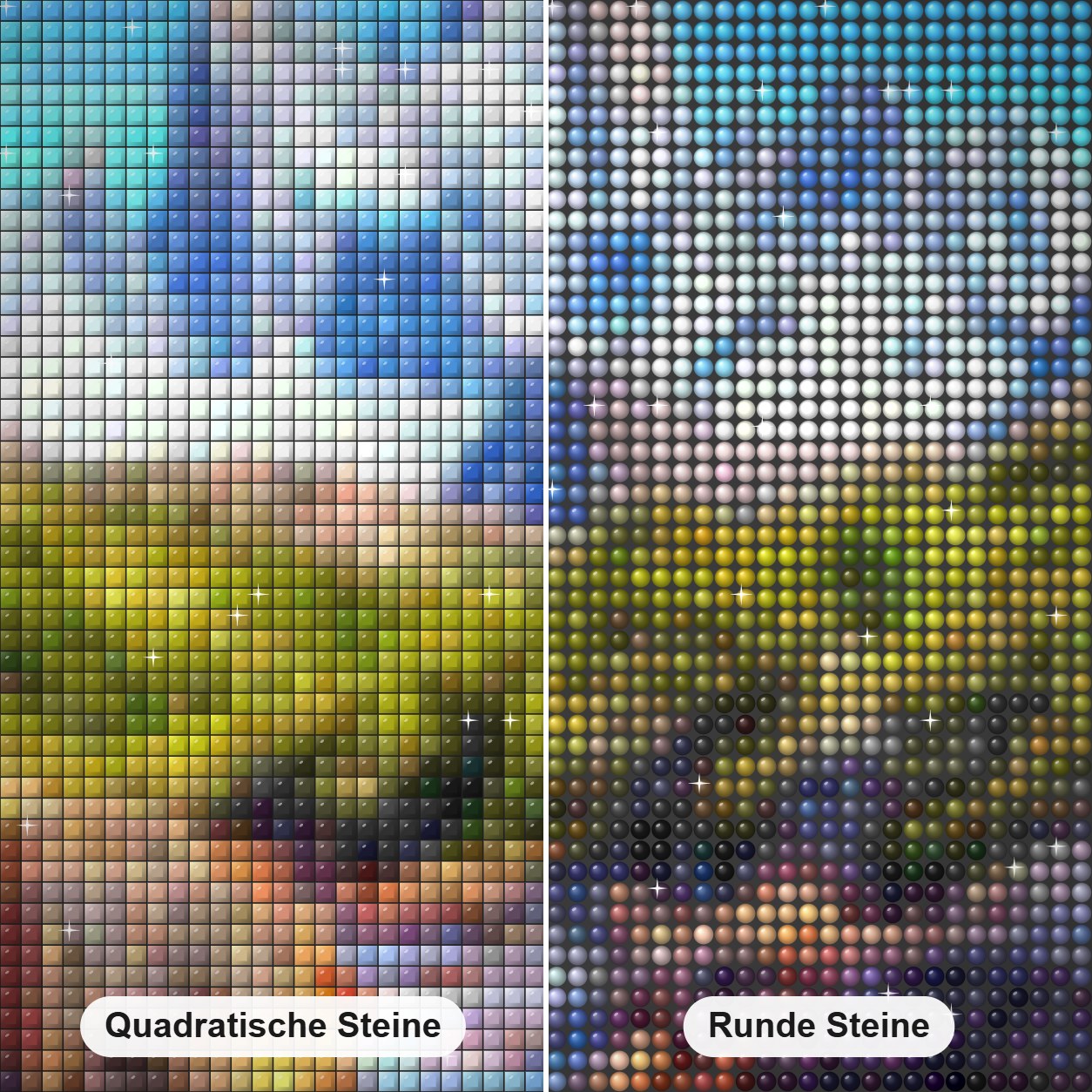 Monte Fitz Roy - Südamerika Diamond Painting Nahaufnahme mit quadratischen und runden Steinen