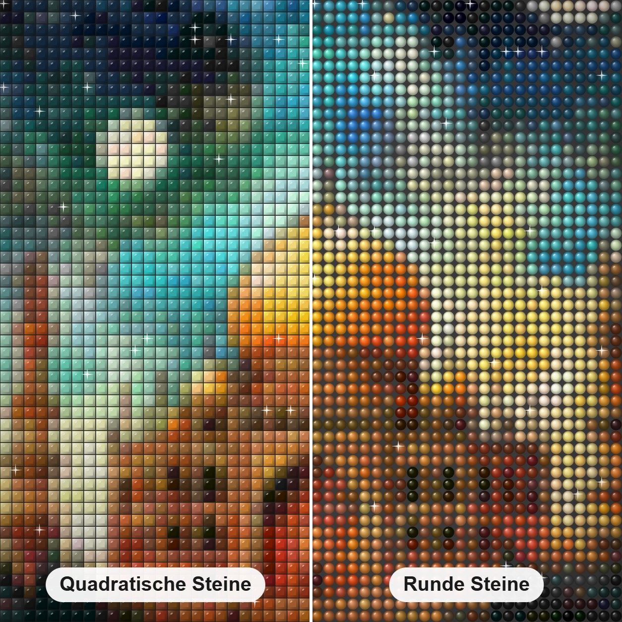 Das majestätische Nachtlicht der Moschee Diamond Painting Nahaufnahme mit quadratischen und runden Steinen