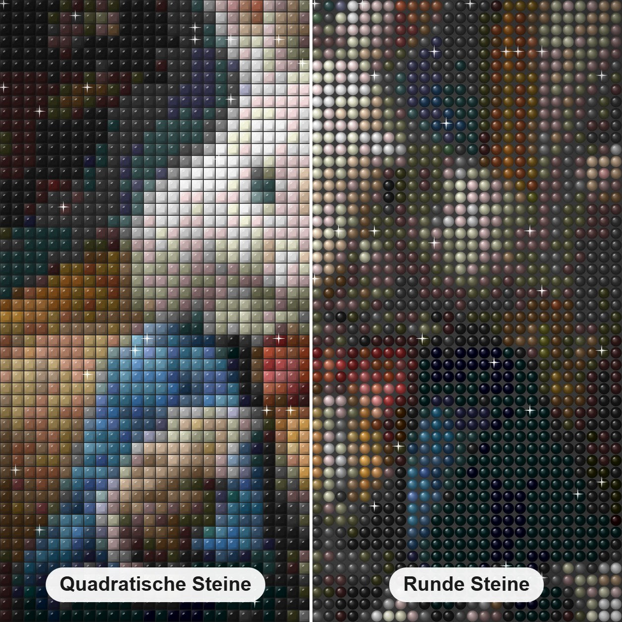 Mr. Bunny auf einer Tränenparty Diamond Painting Nahaufnahme mit quadratischen und runden Steinen