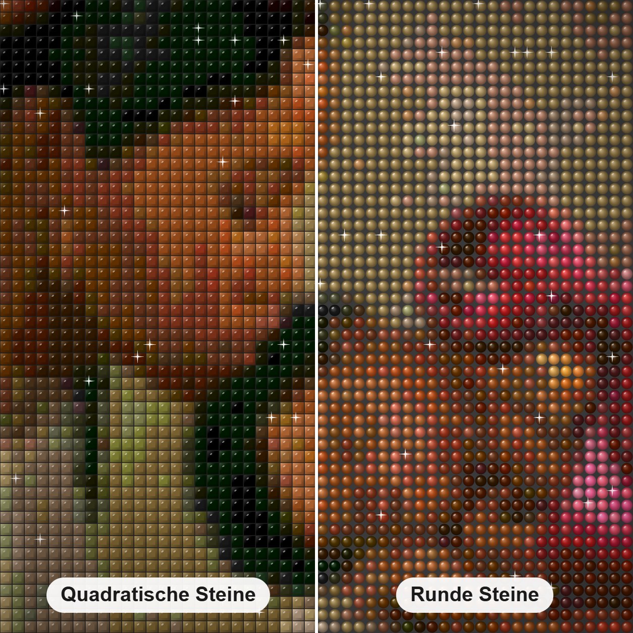 Mutter & Babys Liebe Diamond Painting Nahaufnahme mit quadratischen und runden Steinen