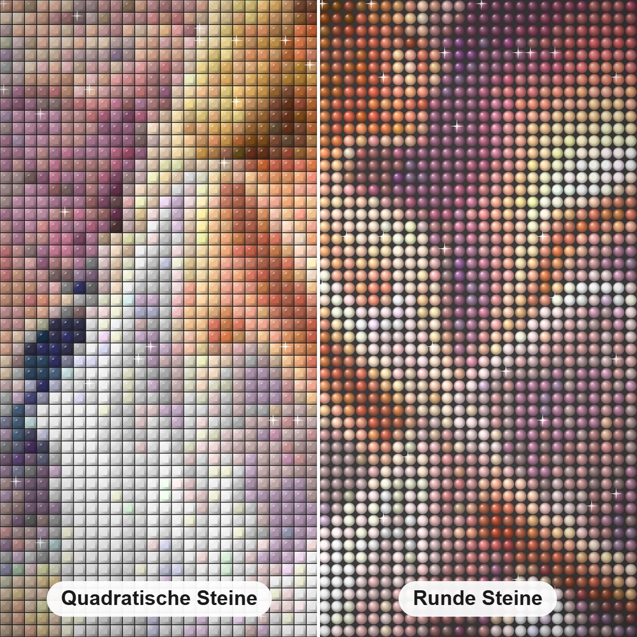 mystischer Engel Diamond Painting Nahaufnahme mit quadratischen und runden Steinen