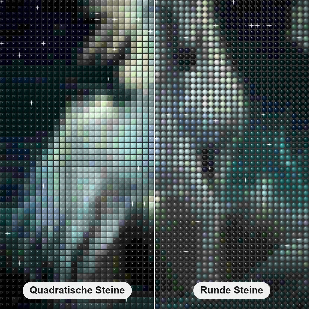 Nachthimmel & atemberaubendes Einhorn Diamond Painting Nahaufnahme mit quadratischen und runden Steinen