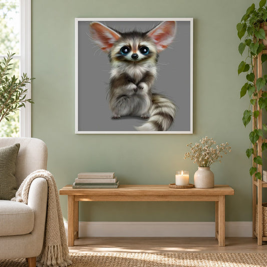 Nafantano-Kreaturen als gerahmtes Diamond Painting im Wohnzimmer