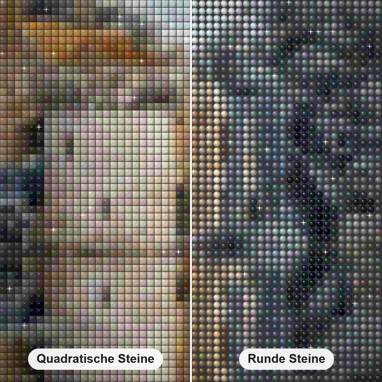 Nationales Vertrauen - Scotney Castle Diamond Painting Nahaufnahme mit quadratischen und runden Steinen
