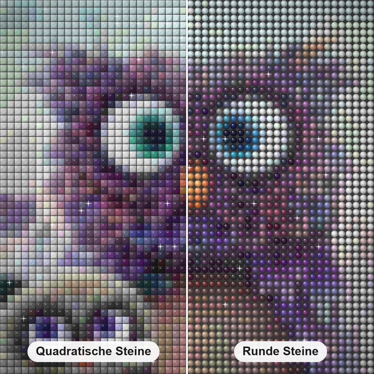 Nette Cartoon-Eulen Diamond Painting Nahaufnahme mit quadratischen und runden Steinen