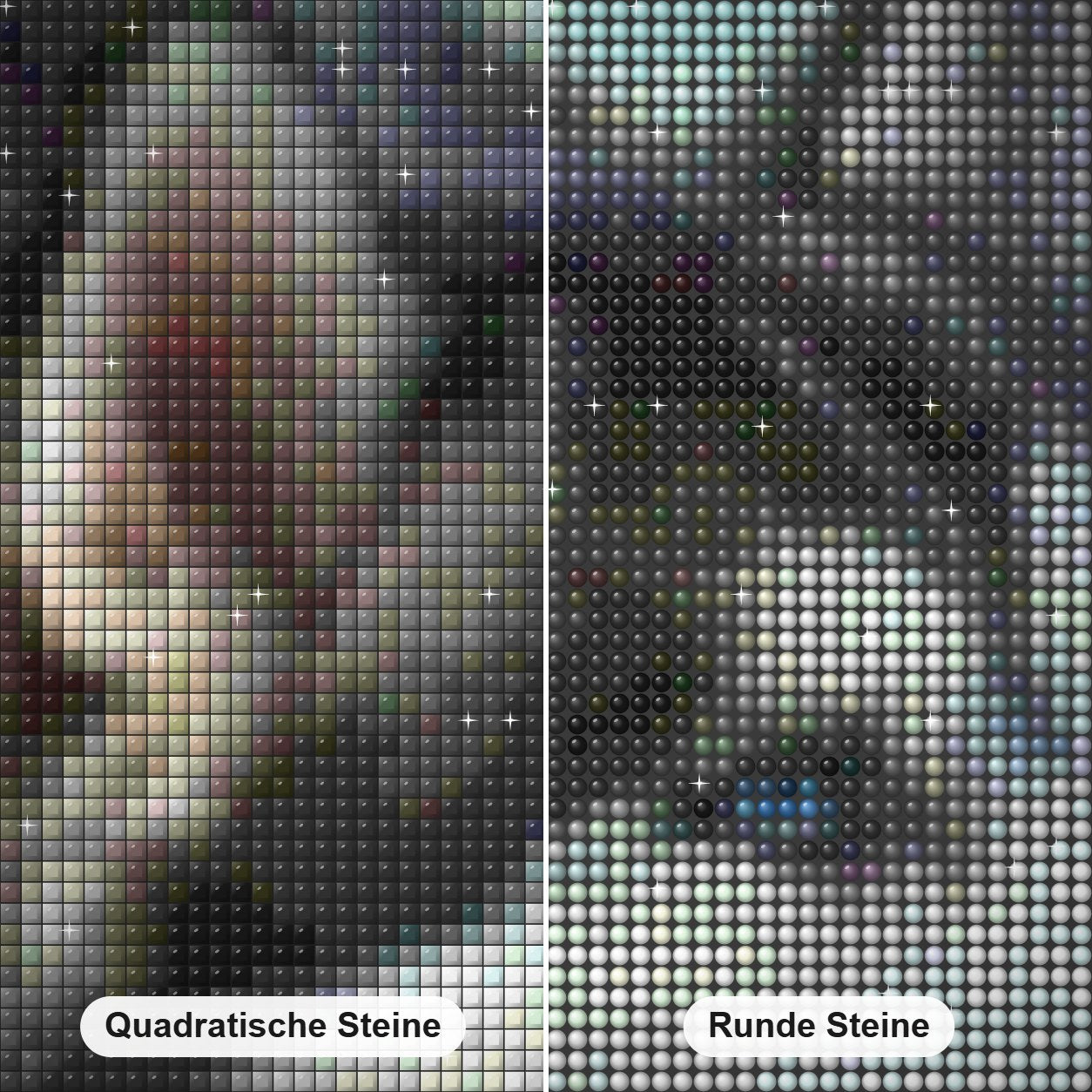 Netter Husky Diamond Painting Nahaufnahme mit quadratischen und runden Steinen