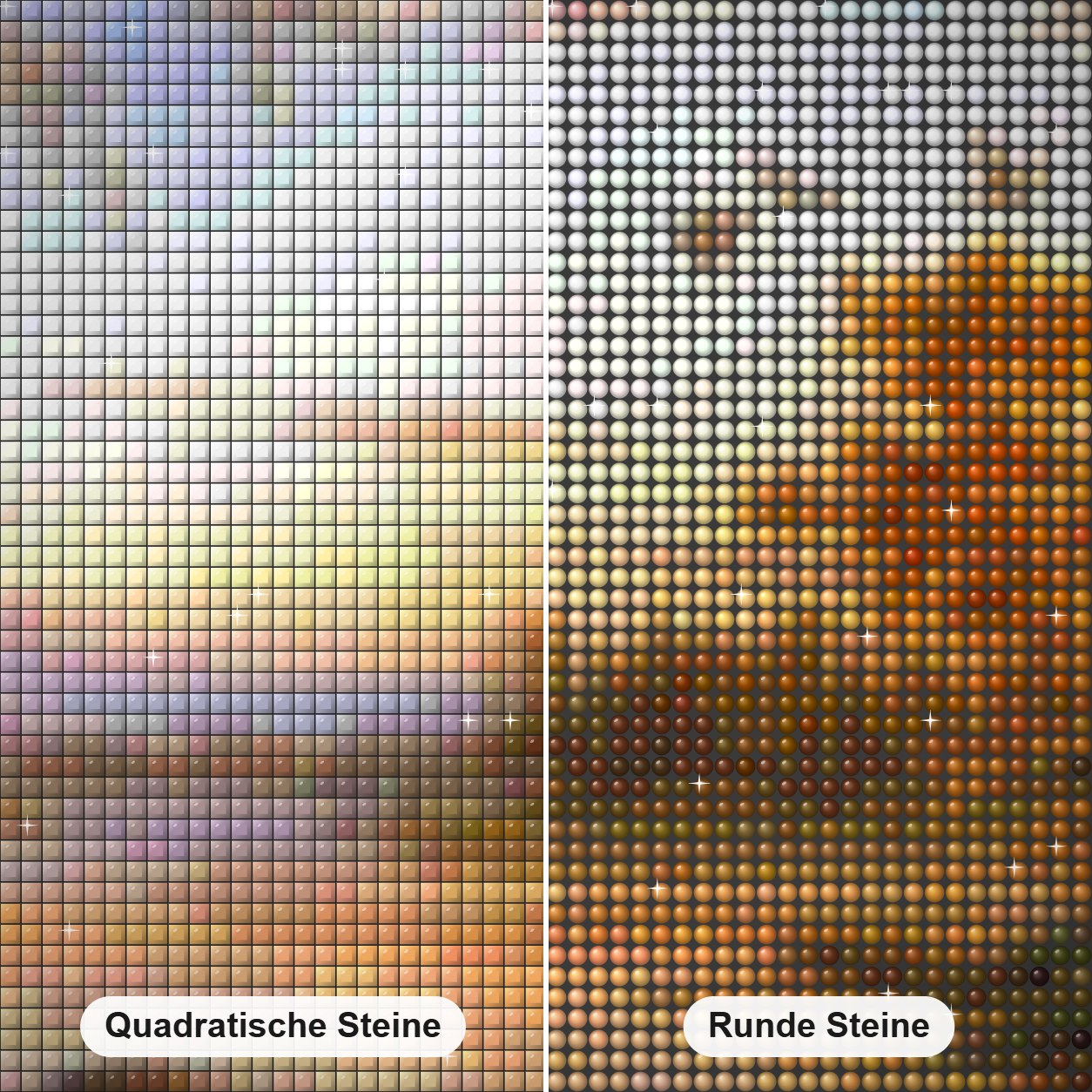 Nettes Buck & Doe Paar Trinkwasser Diamond Painting Nahaufnahme mit quadratischen und runden Steinen