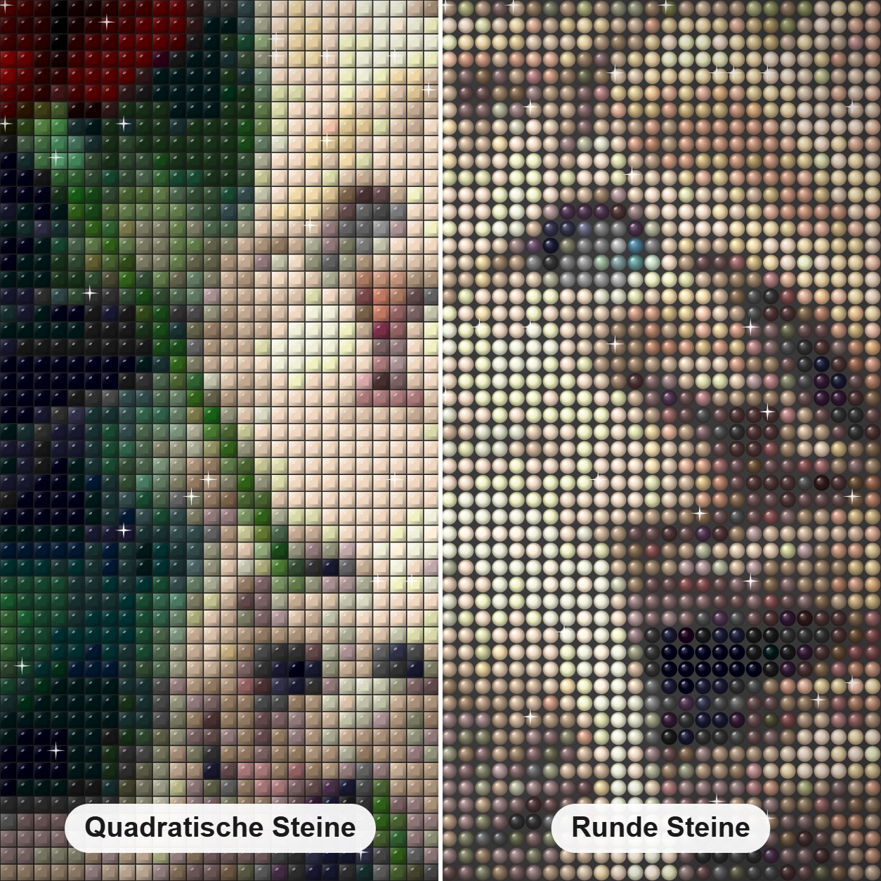 Nettes Kätzchen mit roter Rose Diamond Painting Nahaufnahme mit quadratischen und runden Steinen