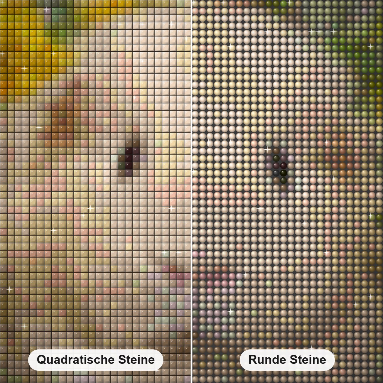 Nettes Meerschweinchen & gelbe Blumen Diamond Painting Nahaufnahme mit quadratischen und runden Steinen