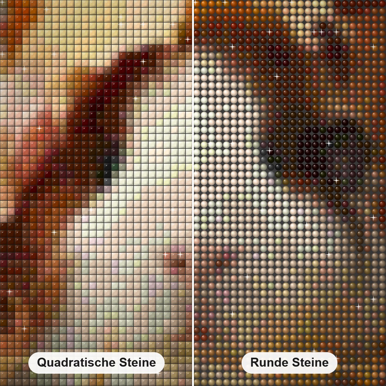 Nettes Meerschweinchen & Herbstlaub Diamond Painting Nahaufnahme mit quadratischen und runden Steinen