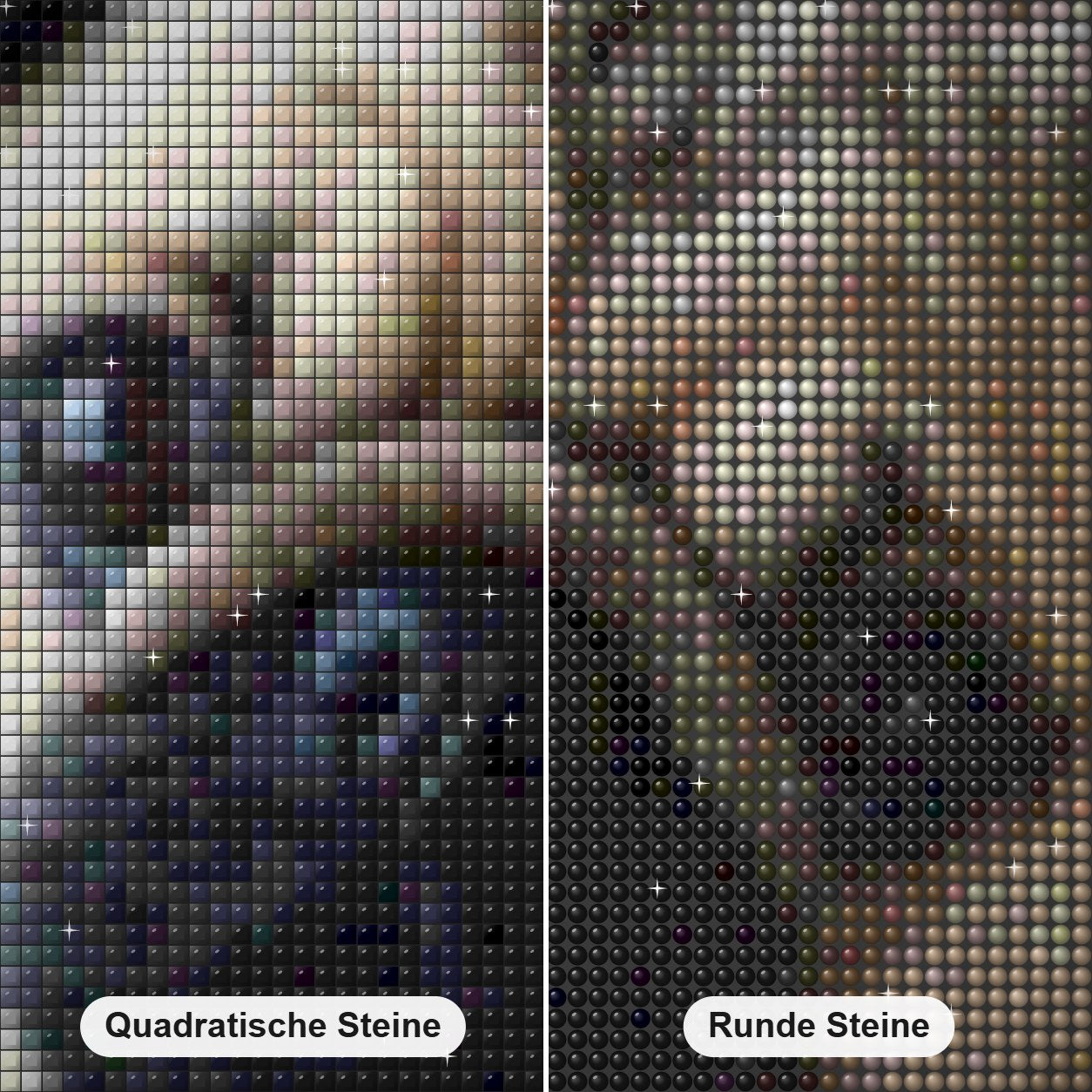 Nettes Mops-Hundemalerei-Kit Diamond Painting Nahaufnahme mit quadratischen und runden Steinen
