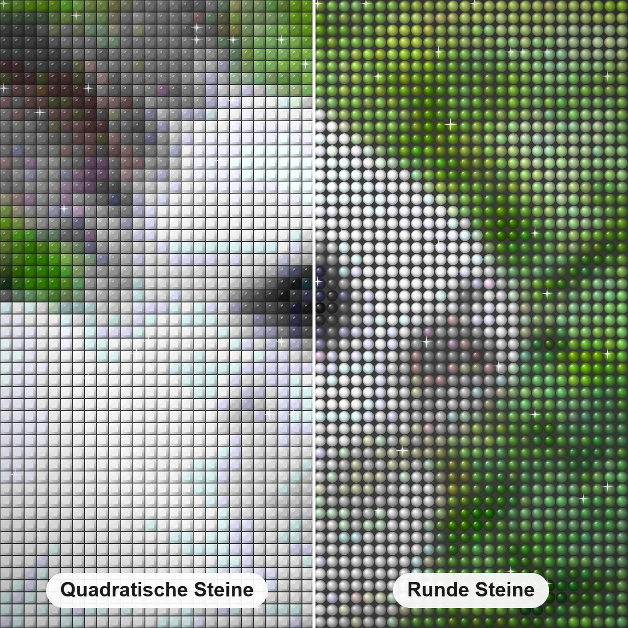 Nettes weißes Babykaninchen Diamond Painting Nahaufnahme mit quadratischen und runden Steinen