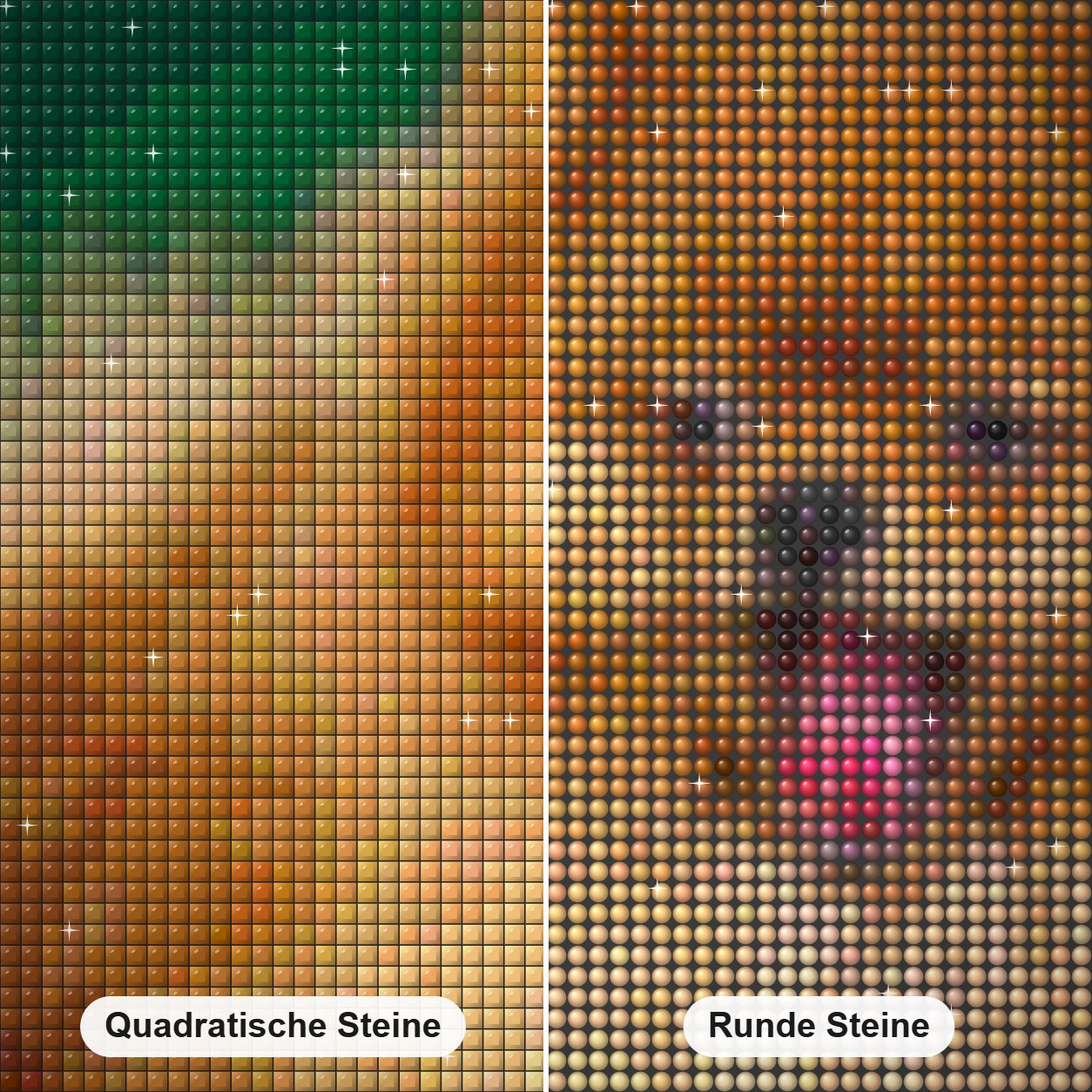 Nettes Welpengähnen Diamond Painting Nahaufnahme mit quadratischen und runden Steinen