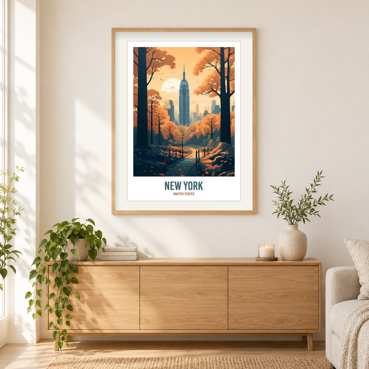 New York USA als gerahmtes Diamond Painting im Wohnzimmer
