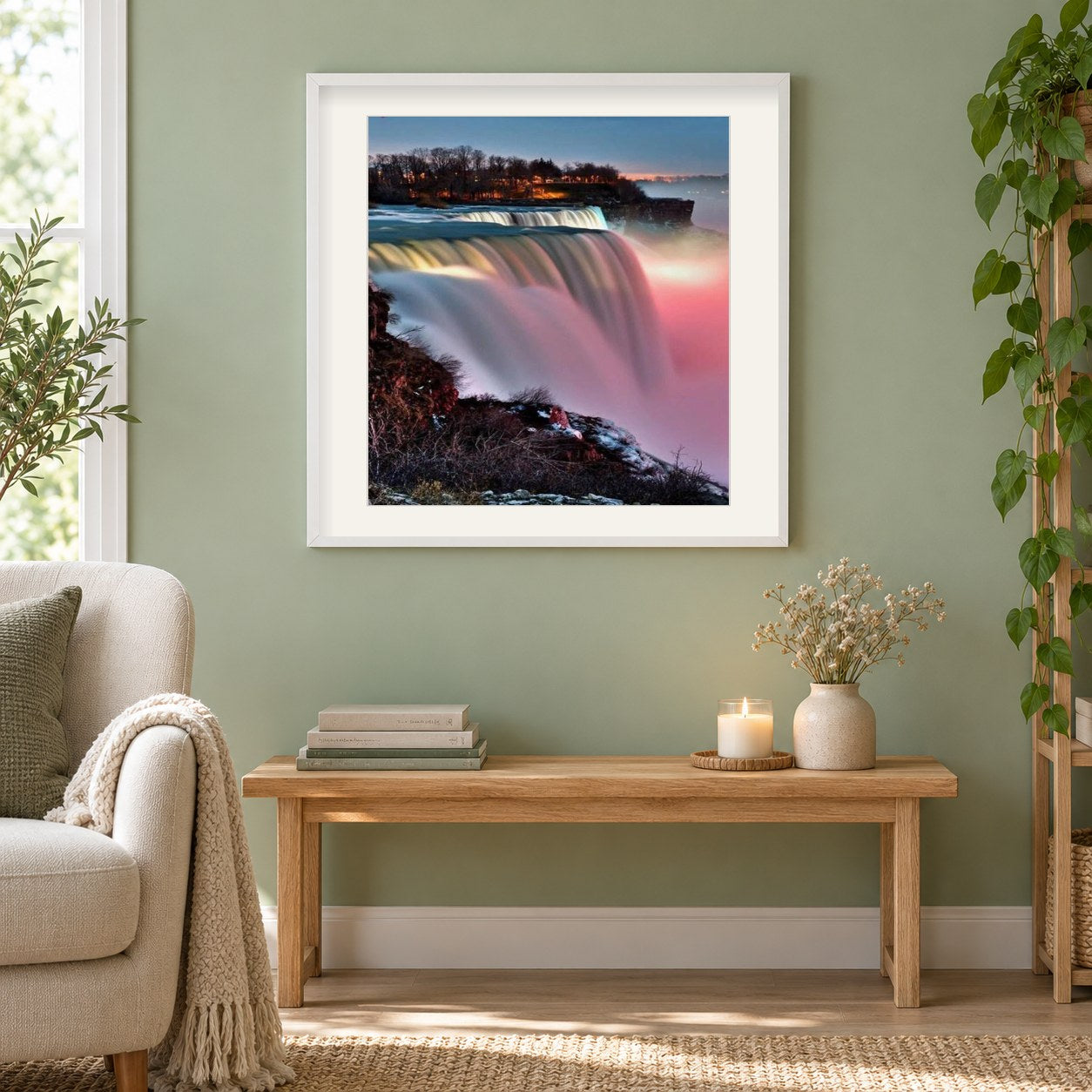 Niagarafälle als gerahmtes Diamond Painting im Wohnzimmer