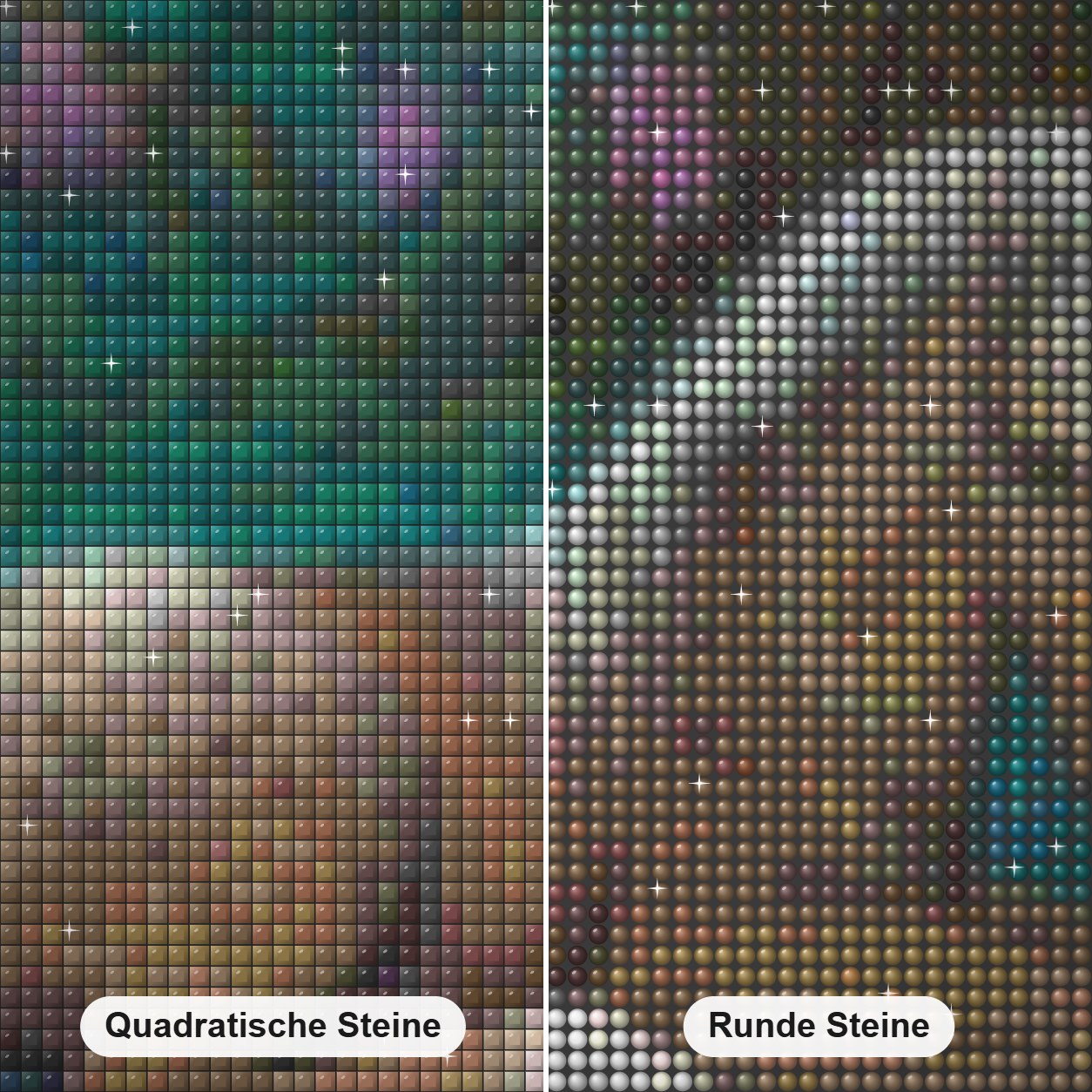Niedliche Einhorn Baby Diamond Painting Nahaufnahme mit quadratischen und runden Steinen