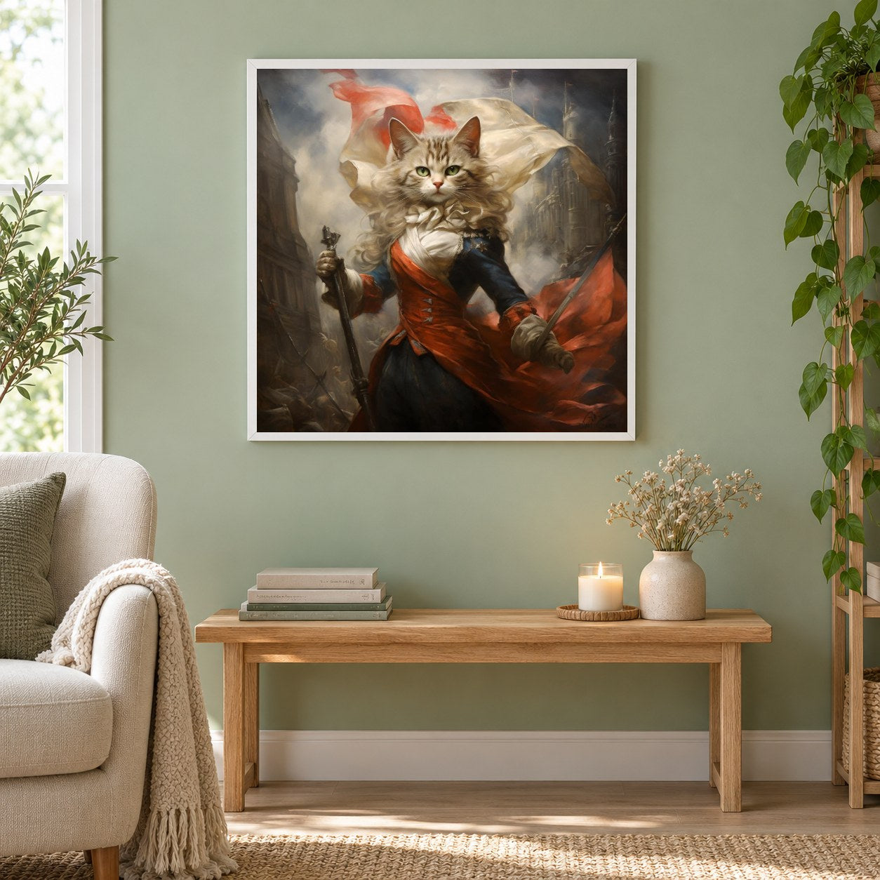Niemand kann mich besiegen als gerahmtes Diamond Painting im Wohnzimmer