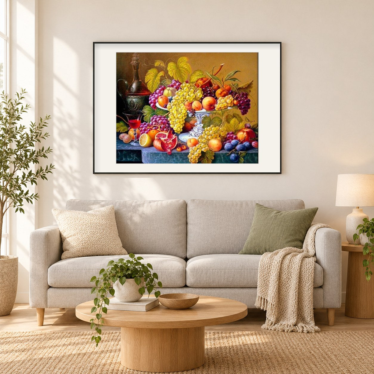Obst Landschaft als gerahmtes Diamond Painting im Wohnzimmer