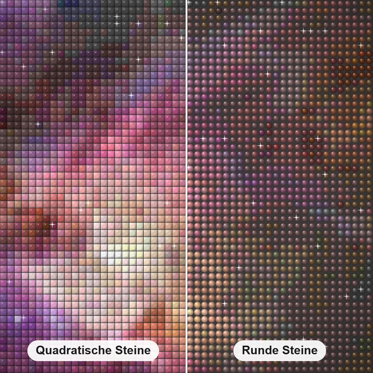 Orion Nebula Diamond Painting Nahaufnahme mit quadratischen und runden Steinen