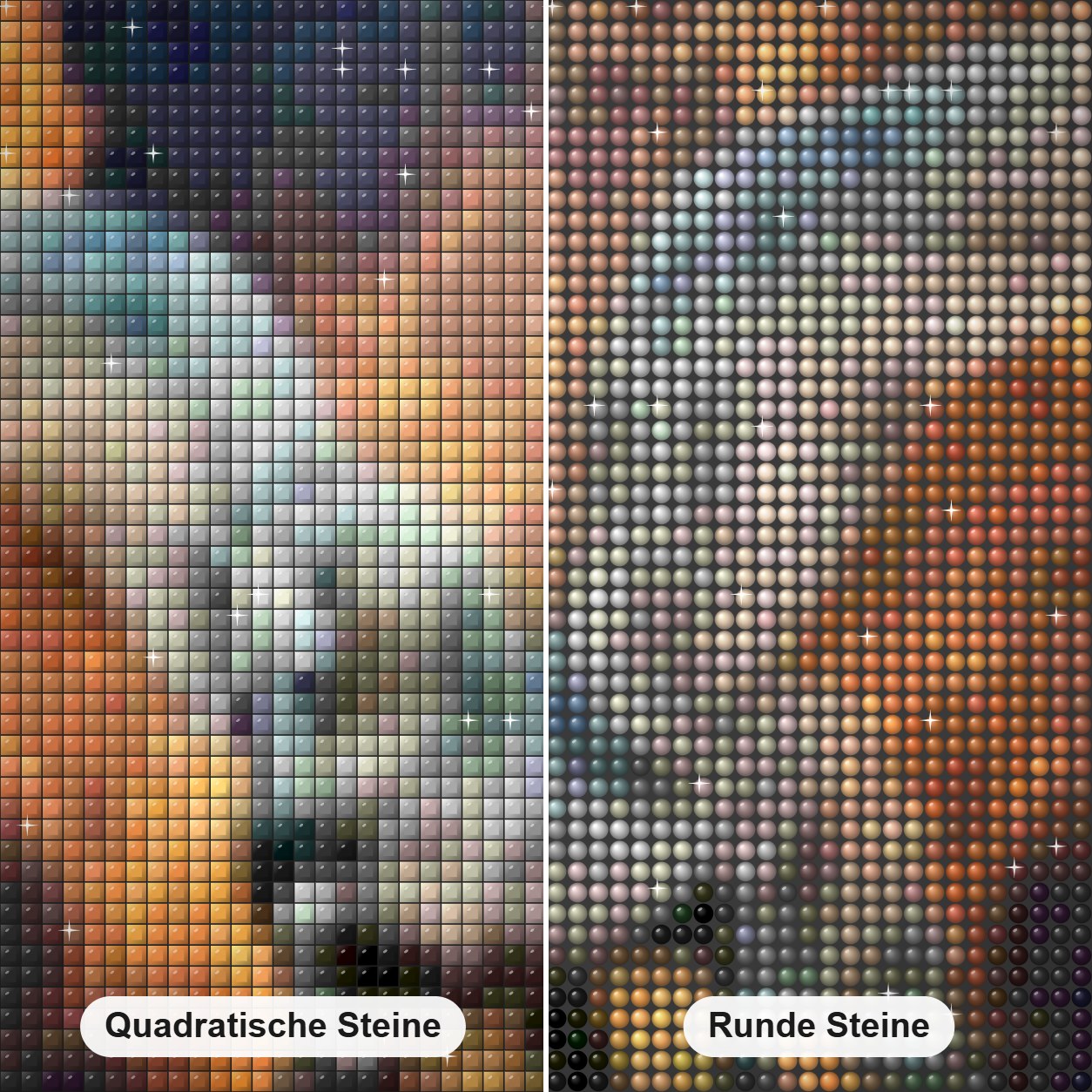 Pegasus Feuer Diamond Painting Nahaufnahme mit quadratischen und runden Steinen