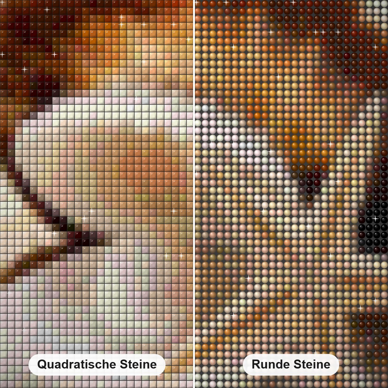 Perle in der Austern Diamond Painting Nahaufnahme mit quadratischen und runden Steinen