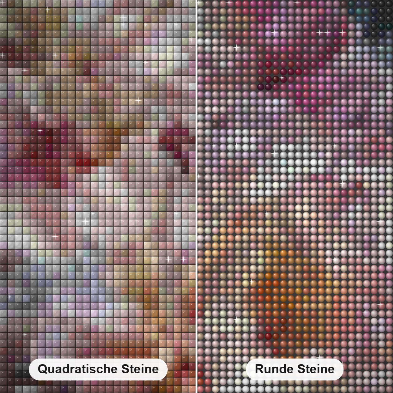 Pfingstrosen Blume Nahaufnahme Diamond Painting Nahaufnahme mit quadratischen und runden Steinen