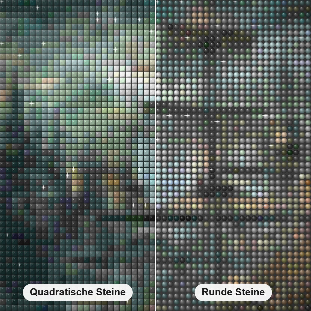 Piratenschiff Diamond Painting Nahaufnahme mit quadratischen und runden Steinen
