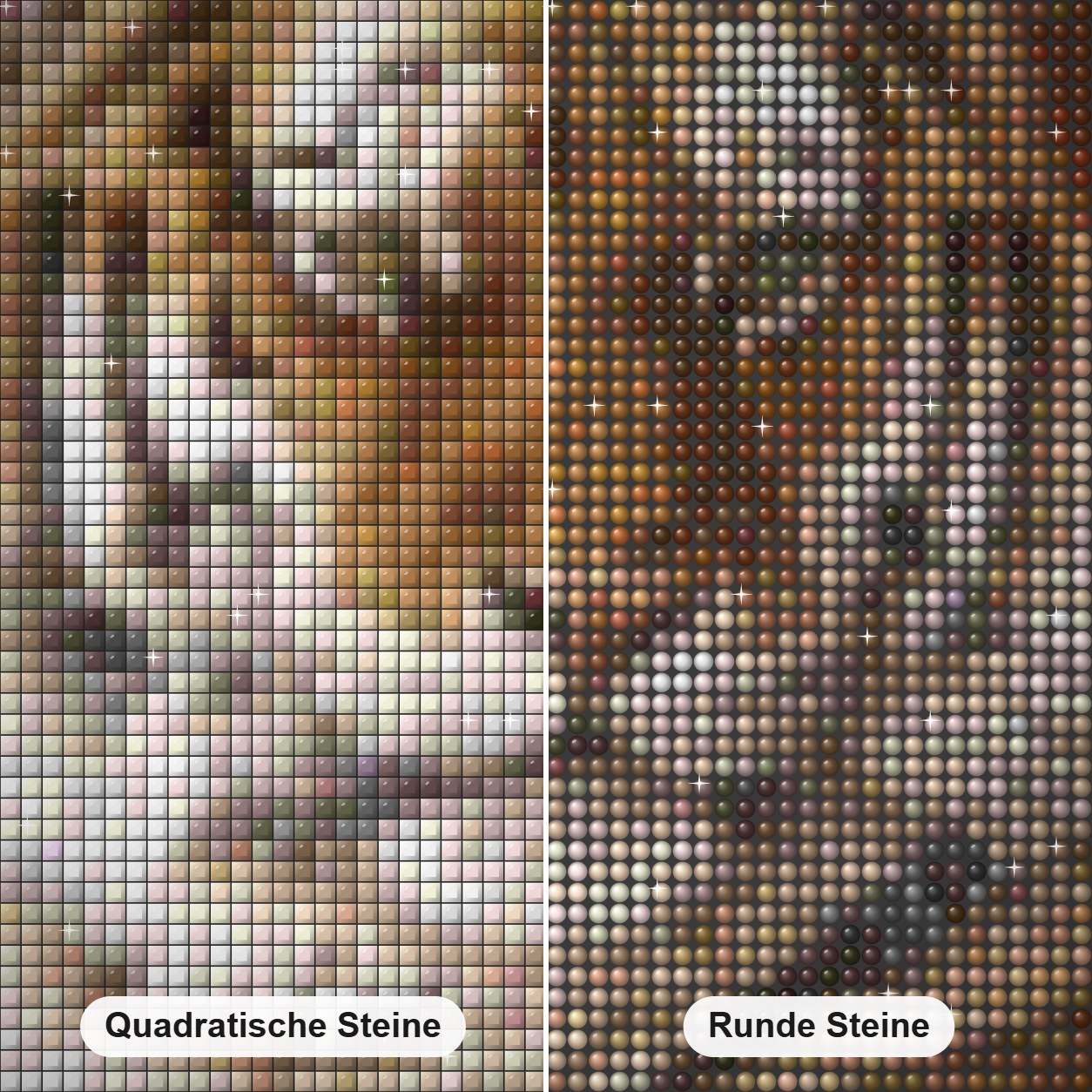 Porträt eines königlichen bengalischen tiger -  Kunst des Eric Wilson Diamond Painting Nahaufnahme mit quadratischen und runden Steinen