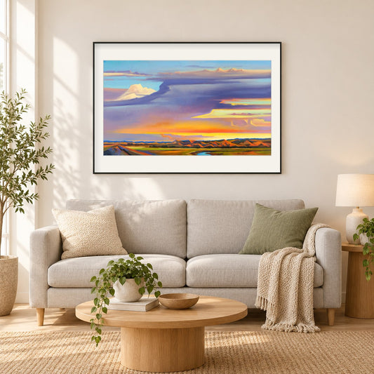 Qu'appelle-Winkel - Kunst des Jonn Einerssen als gerahmtes Diamond Painting im Wohnzimmer