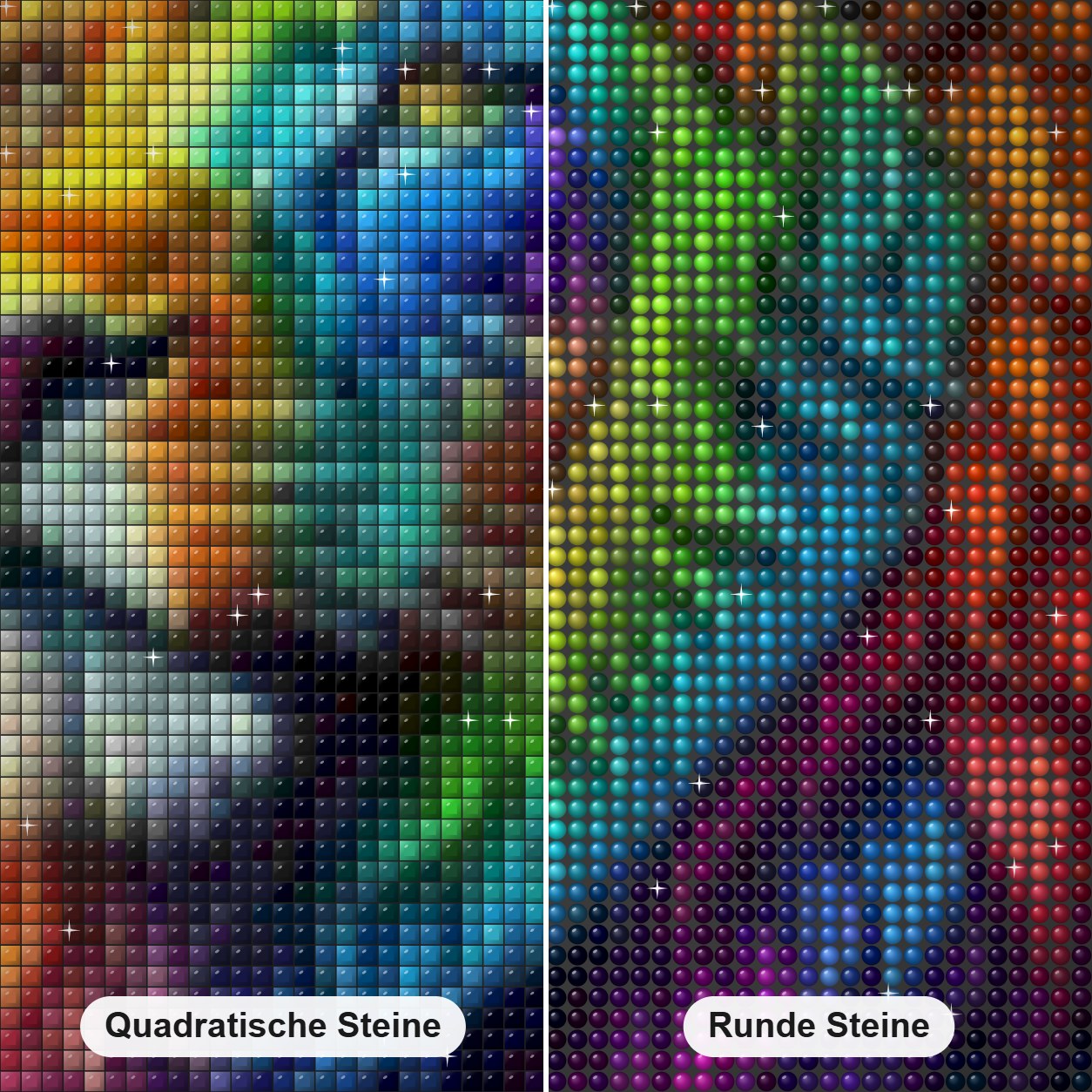 Strahlende Präsenz des Neonlöwen Diamond Painting Nahaufnahme mit quadratischen und runden Steinen
