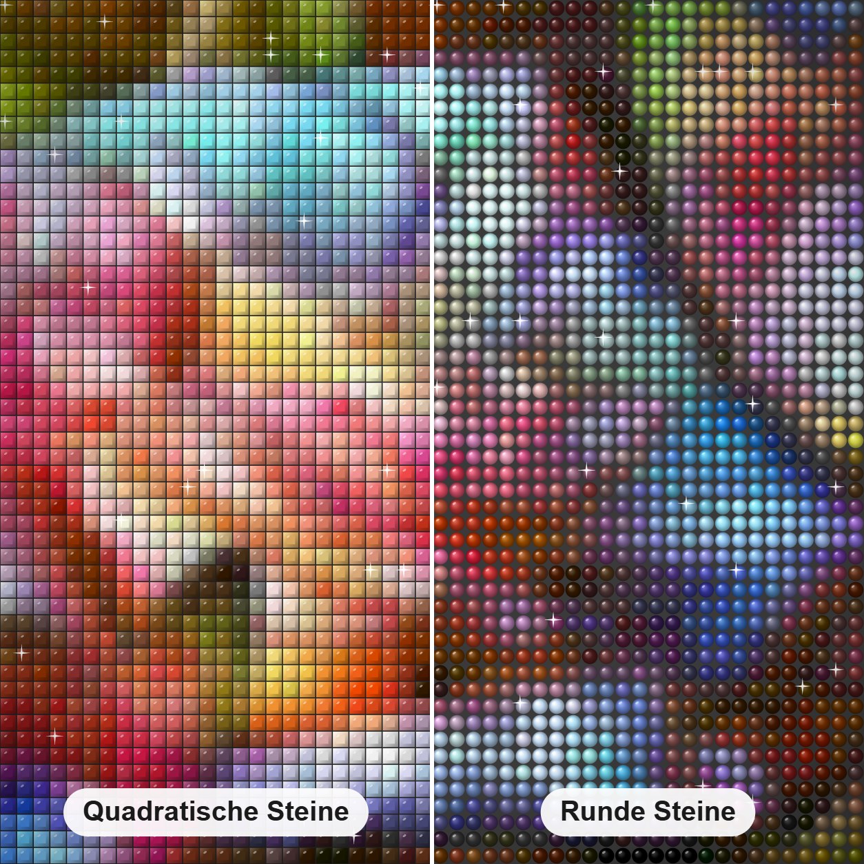 Regenbogen Schmetterlinge & Rose Diamond Painting Nahaufnahme mit quadratischen und runden Steinen