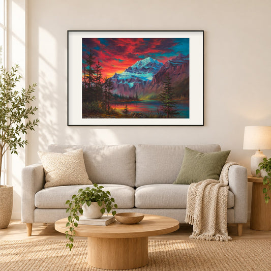 Reminiszenz - Kunst des Jonn Einerssen als gerahmtes Diamond Painting im Wohnzimmer