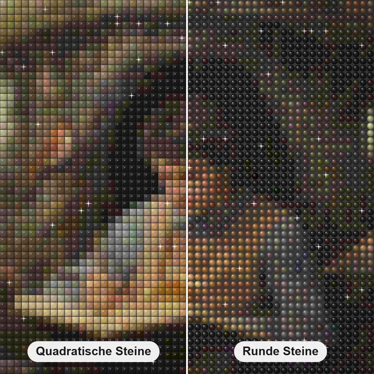Enthüllung der Geheimnisse des Zauberbuchs Diamond Painting Nahaufnahme mit quadratischen und runden Steinen