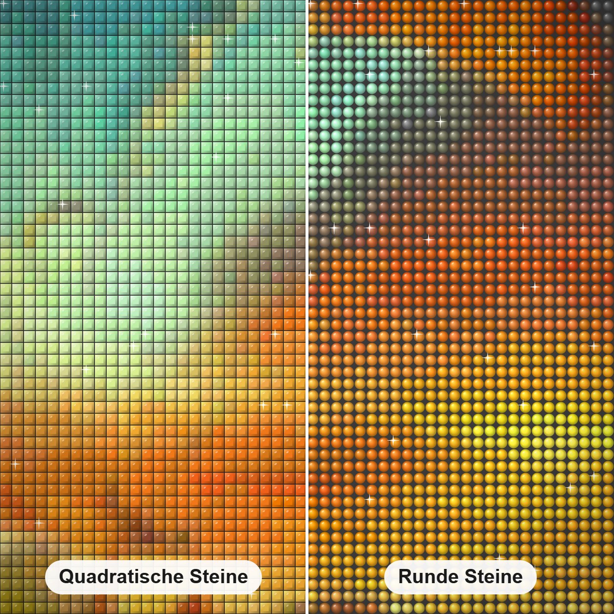 Rhads Herren der Winde Diamond Painting Nahaufnahme mit quadratischen und runden Steinen